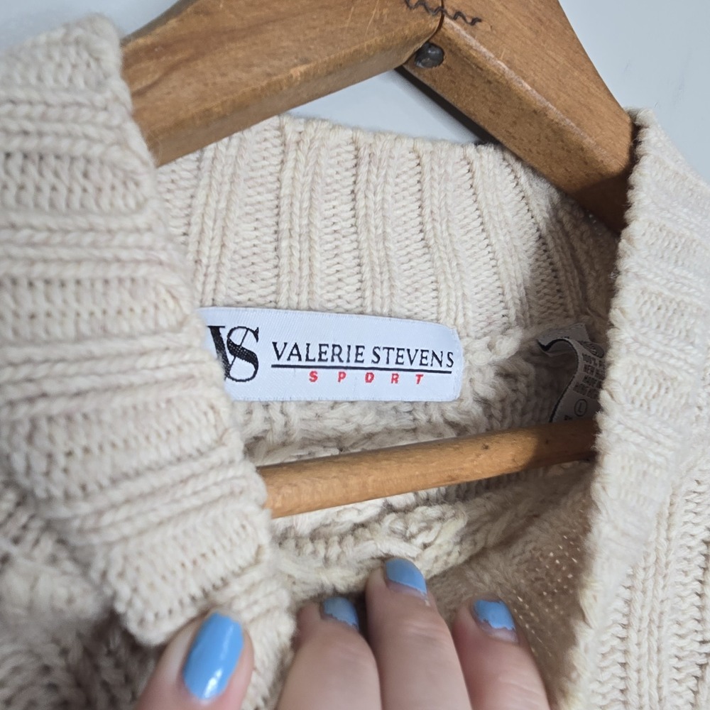 Valerie Stevens Sport 100% Lambswool Classic Grannycore Cozy Chunky Sweater L - Picture 10 of 15